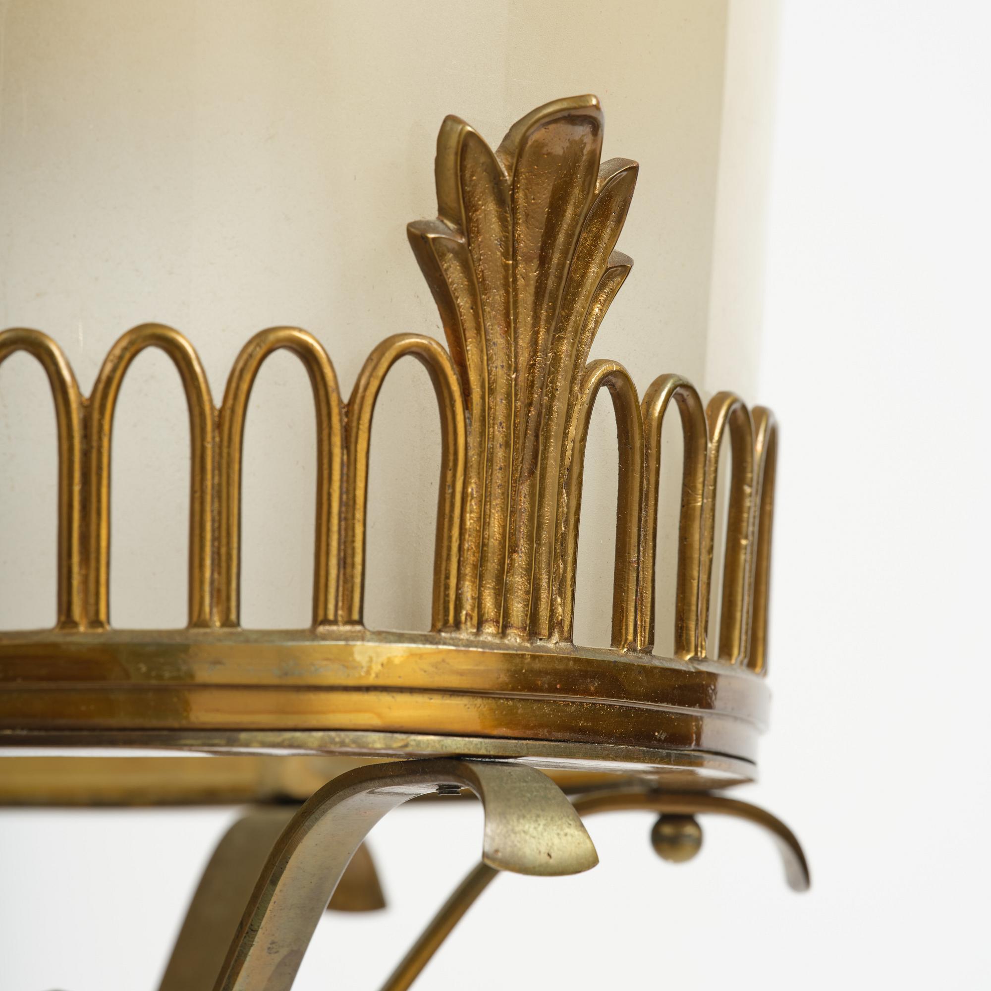 Swedish Grace, a brass and glass lamp, 1920s-40s.