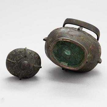 Kannellinen ruokarasia, pronssi, luultavasti 1900-luku.