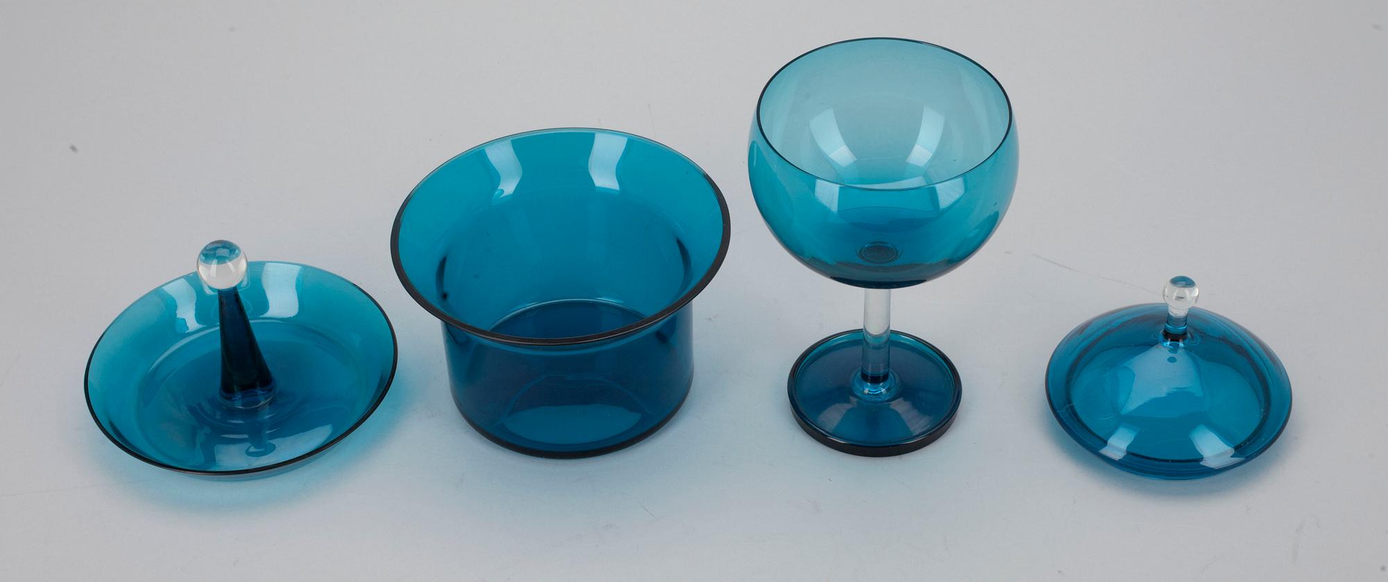 BONBONJÄR samt SOCKERSKÅL, glas, "Harlekin", Nanny Still, Riihimäen Lasi.
