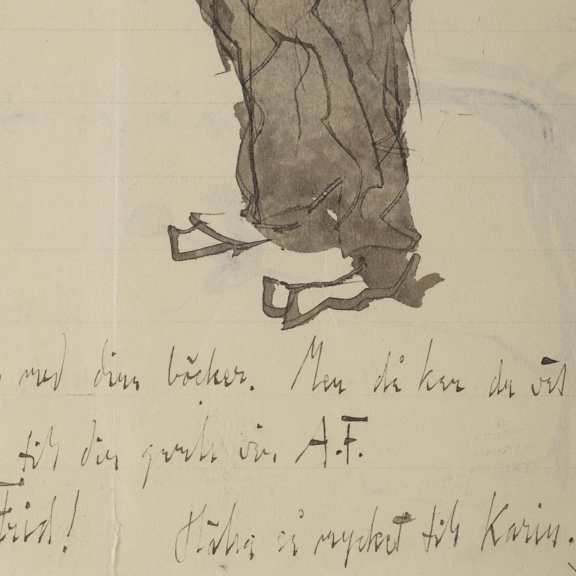 Axel Fridell, ink on paper. Signed with initials.