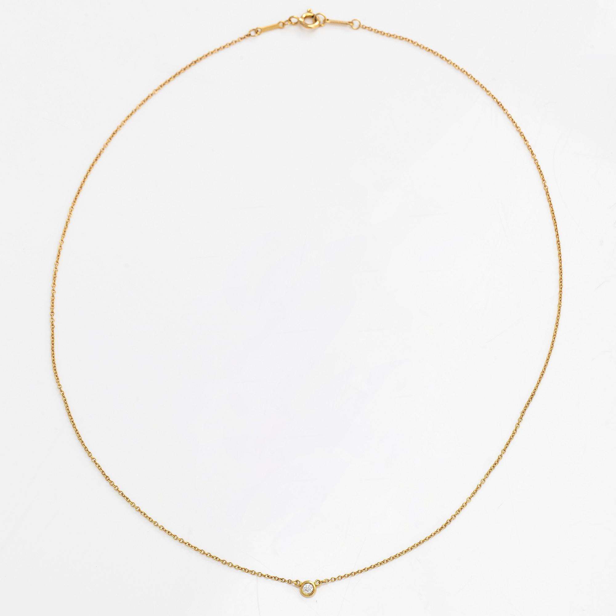 Tiffany & Co, Elsa Peretti, halsband, "Diamonds by the Yard", 18K guld med en briljantslipad diamant.