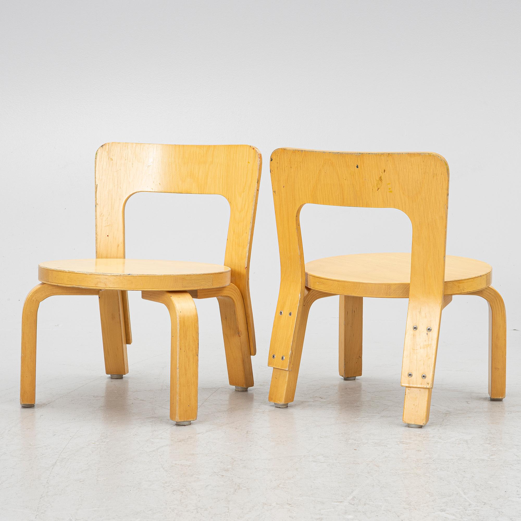 Alvar Aalto, children's chairs, 6 pcs, Artek, Finland.