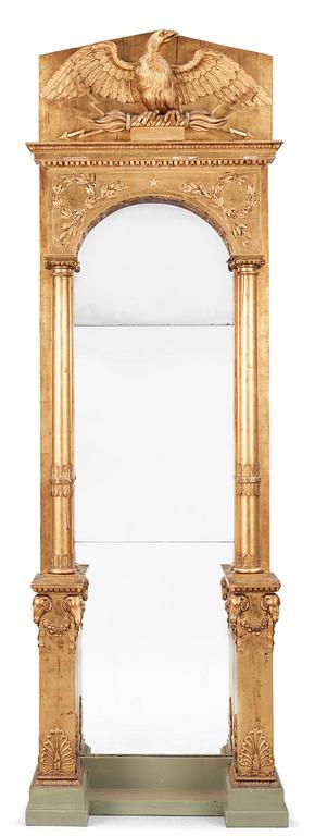 SPEGELTRYMÅ. Tillskriven Petter Gustaf Bylander (spegelfabrikör och skulptör i Göteborg 1804-1859). Empire.