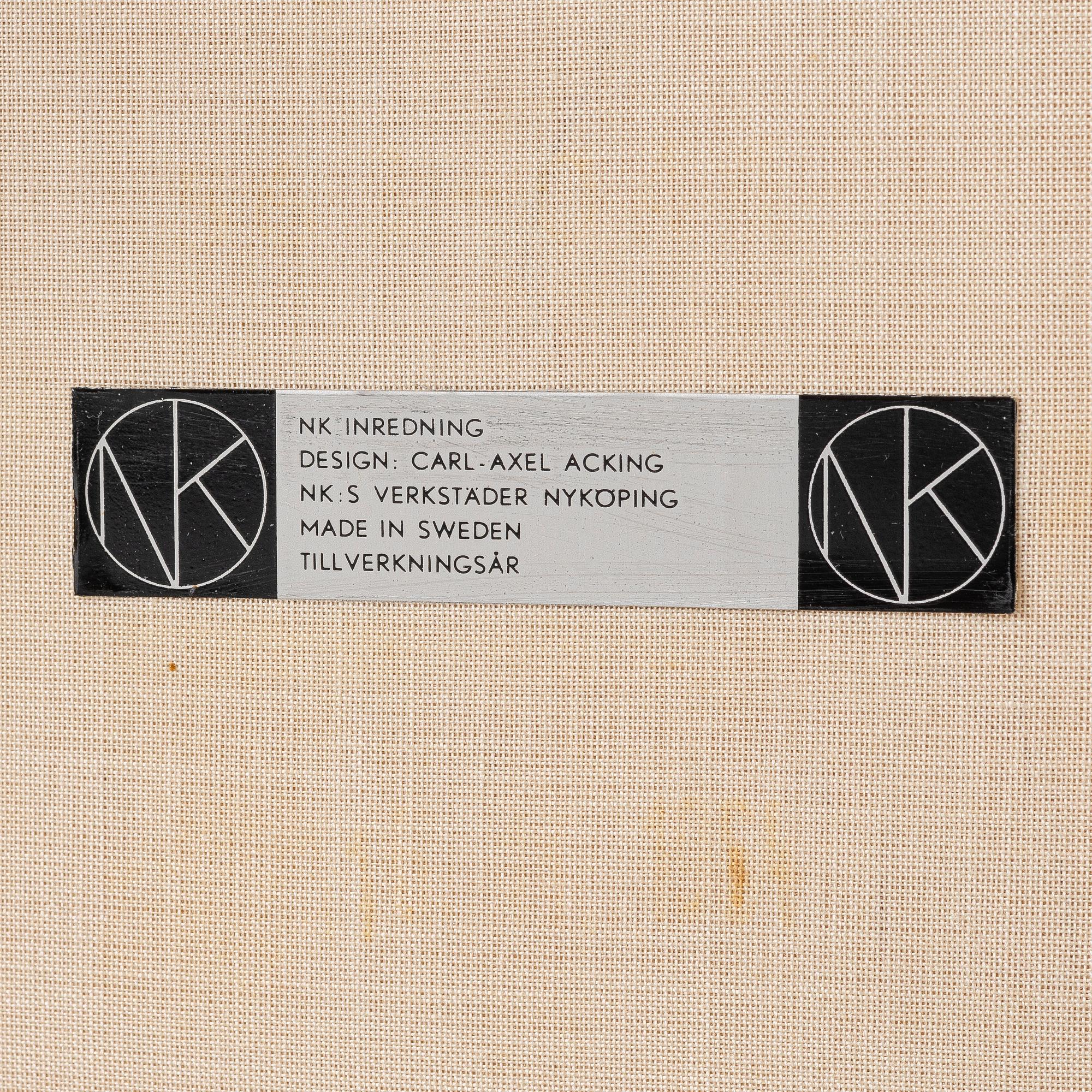 Carl-Axel Acking, Six "Tokyo" chairs, 'Triva series', Nordiska Kompaniet, 1960's.