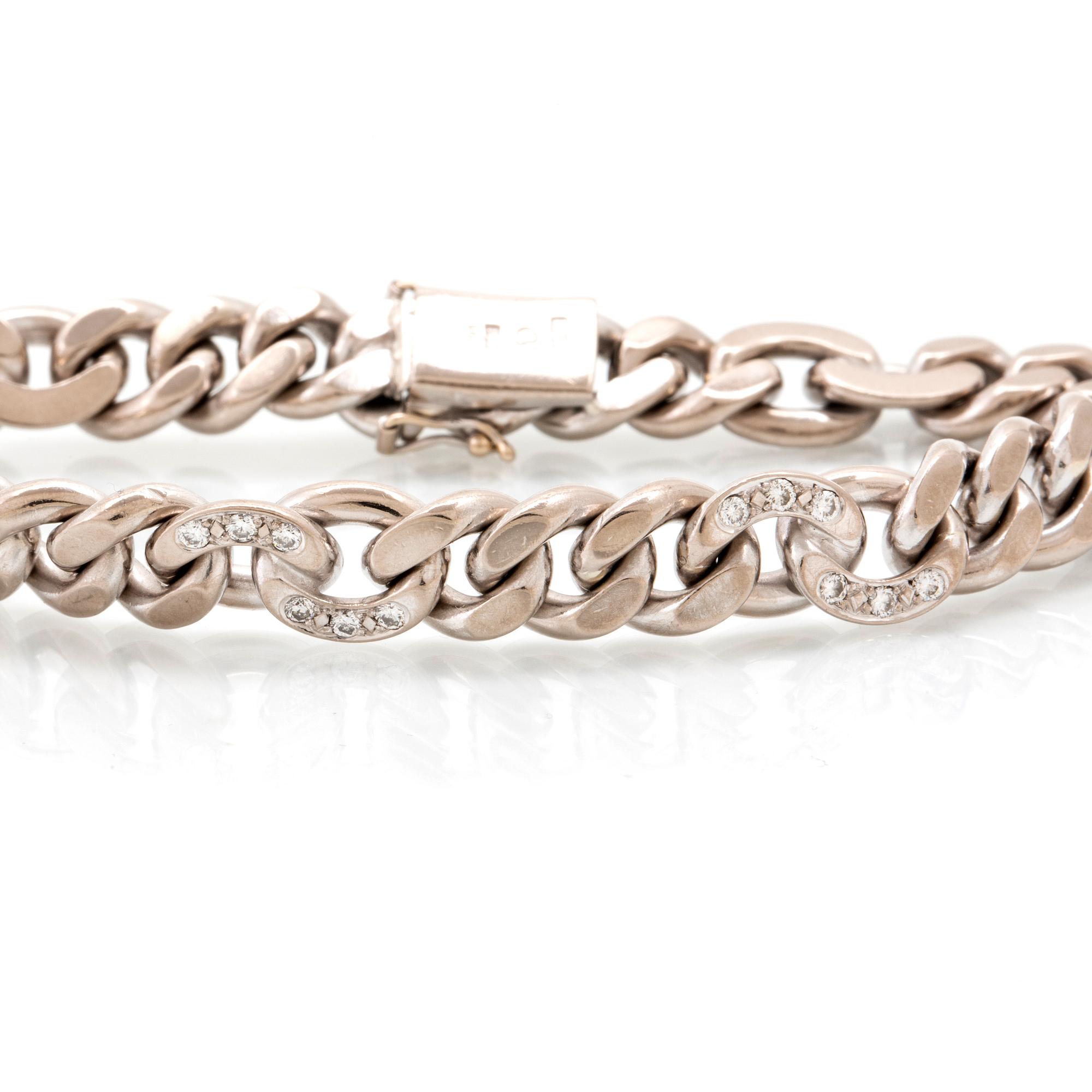 Armband pansarlänk 18K vitguld och briljanter ca 0,72 ct Hellströms guld 2003.