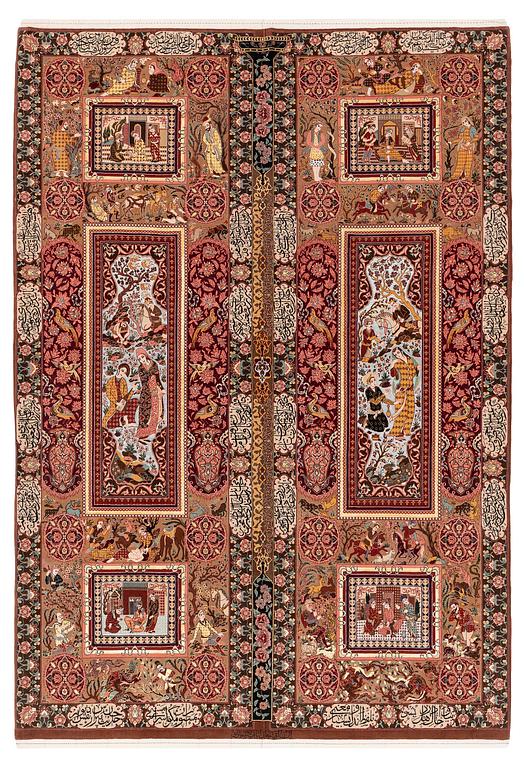 Matta, Isfahan, centrala Persien, part silk, signerad, ca 270 x 185 cm.
