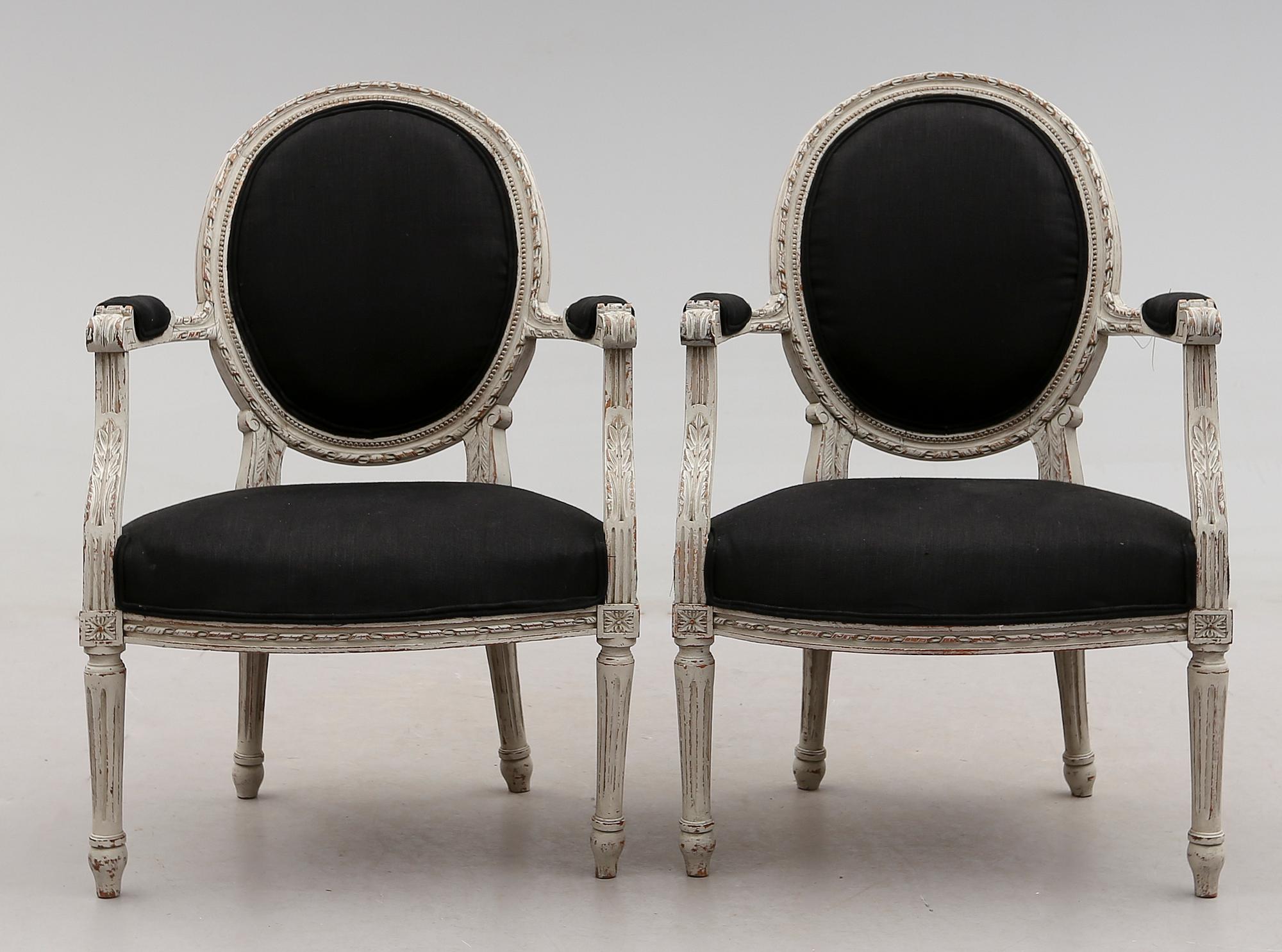 KARMSTOLAR, 1 par, gustaviansk stil, 1900-tal.