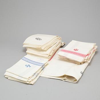 30 (12+12+6) linen towels, 20th century.