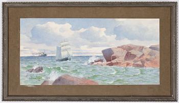 Hjalmar Falk · HJALMAR FALK, akvarell, signerad och daterad 1934.