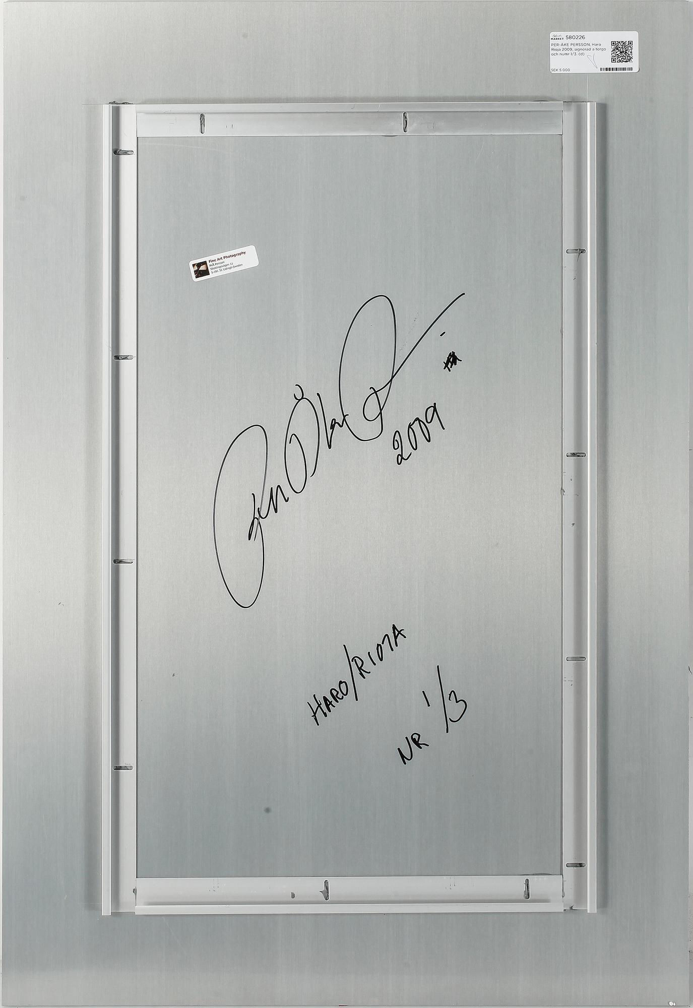 PER-ÅKE PERSSON, fotografi, signerad och daterad 2009 a tergo samt numrerad 1/3.