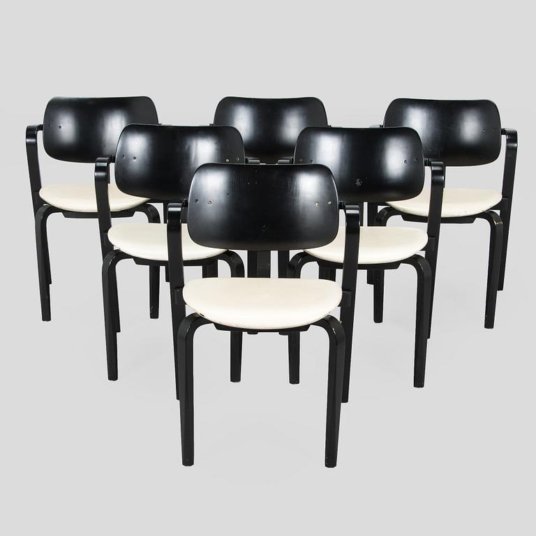 Ilmari Tapiovaara, a set of six 1960s 'Aslak' armchairs for Asko, Finland.