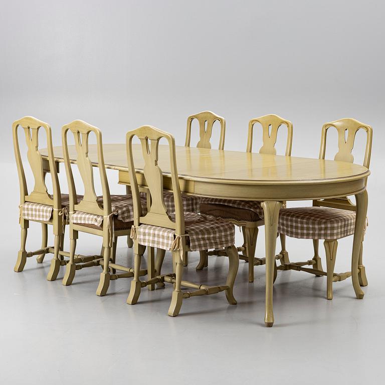 Dining group, 7 pieces. Rococo style, second half of the 20th century.