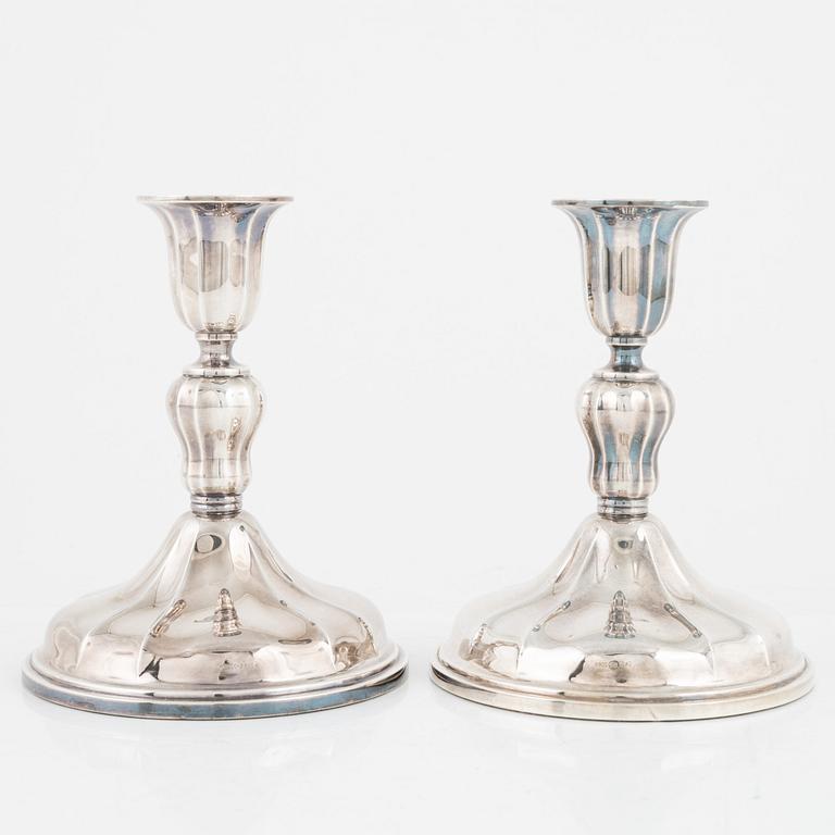 A pair of Norwegian silver candlesticks, 20th Century.