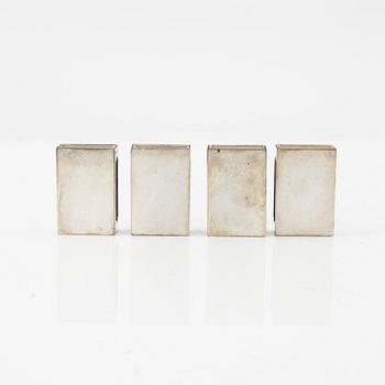 W.A. Bolin, 4 pcs silver matchboxes, Stockholm 1951.