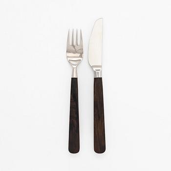 Bertel Gardberg, a 24-piece 'Lion de Luxe' cutlery set of rosewood and steel, Hackman, Finland 1960s.