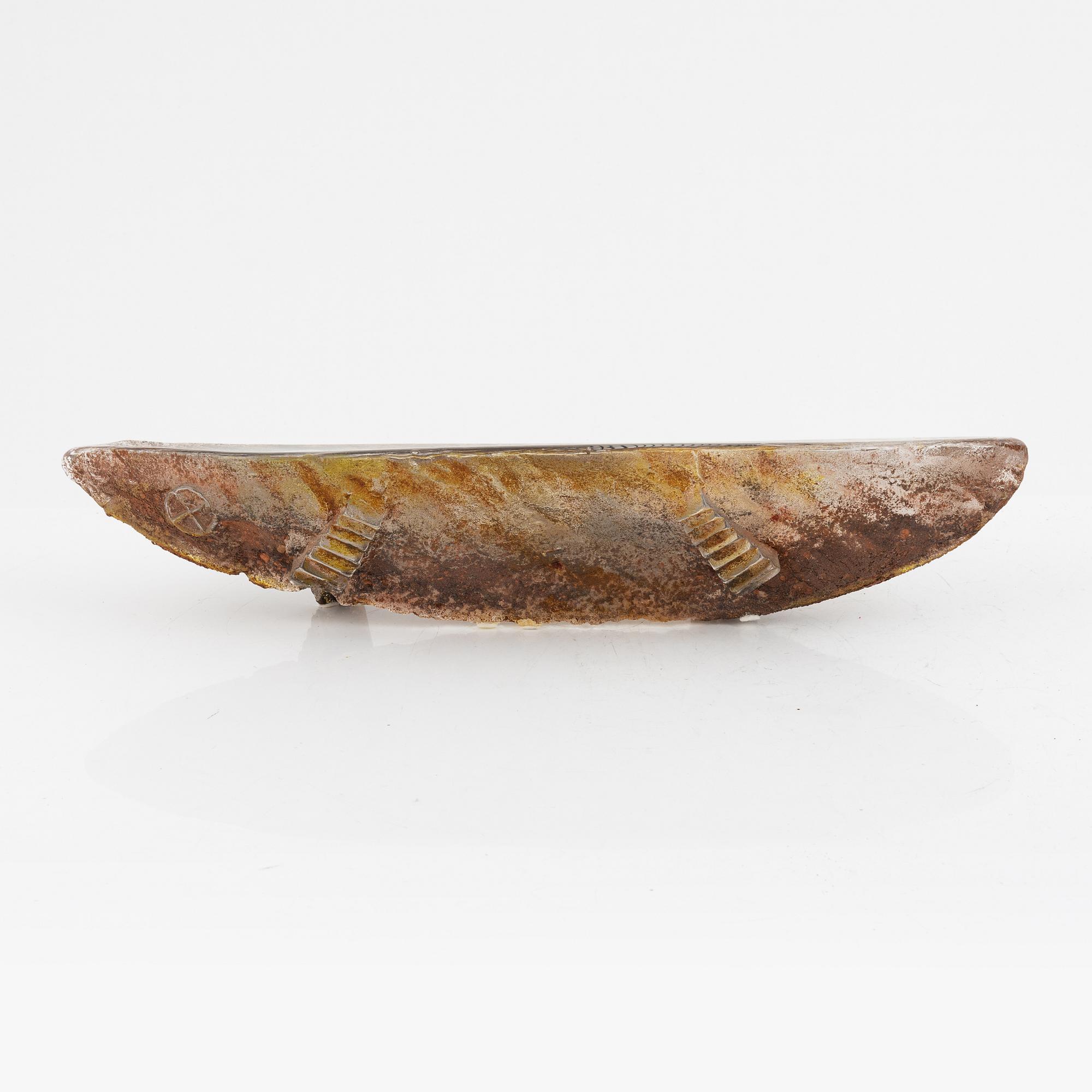Bertil Vallien, a unique sand-cast glass sculpture of a boat, probably for Kosta Boda, Sweden.