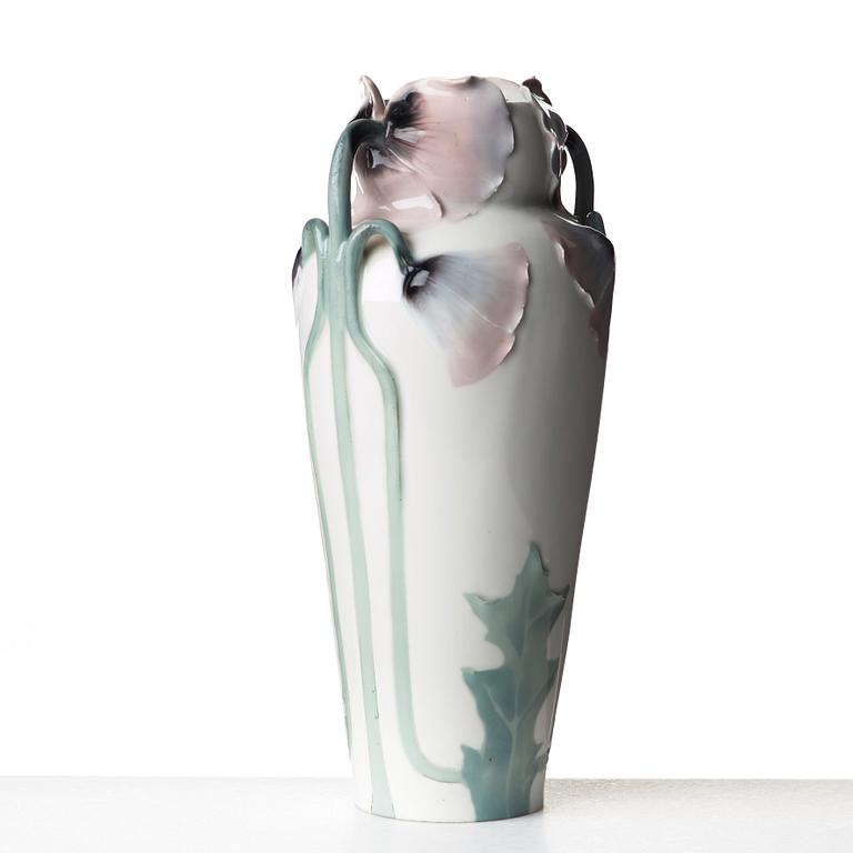 Nils Emil Lundström, an Art Nouveau porcelain vase, Rörstrand ca 1900.