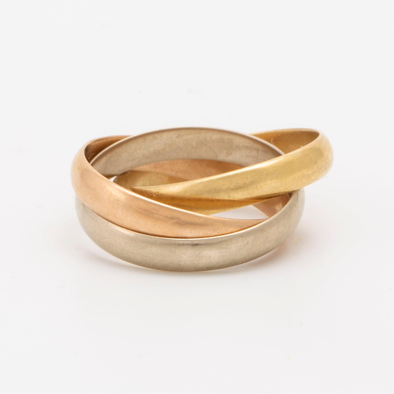 Cartier Ring "Trinity"18K tri-coloured gold, 7,3 g, size 55, original case.