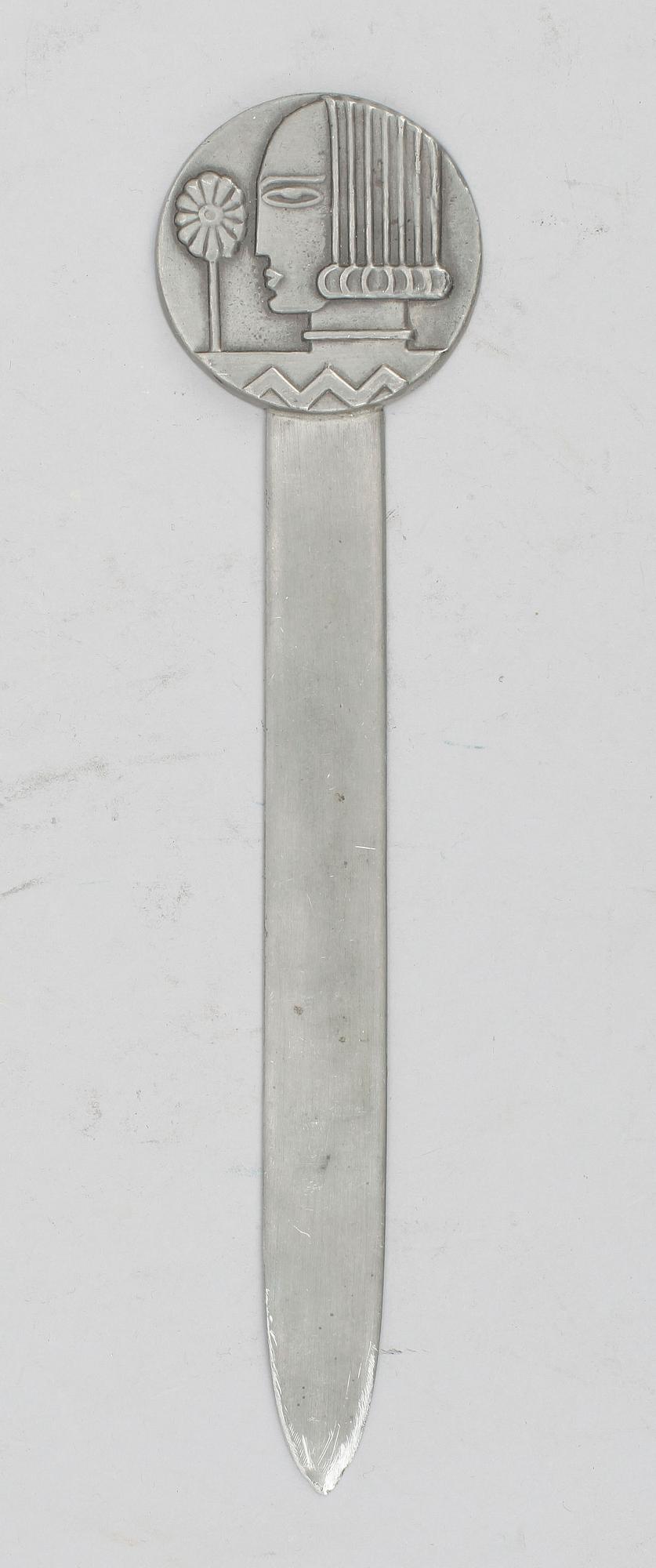 BREVKNIV, tenn, art deco, Sylvia Stave för CG Hallberg, 1930-tal.