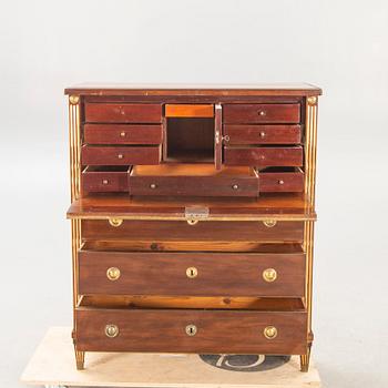 A late Gustavian mahogany escritoire around 1800.