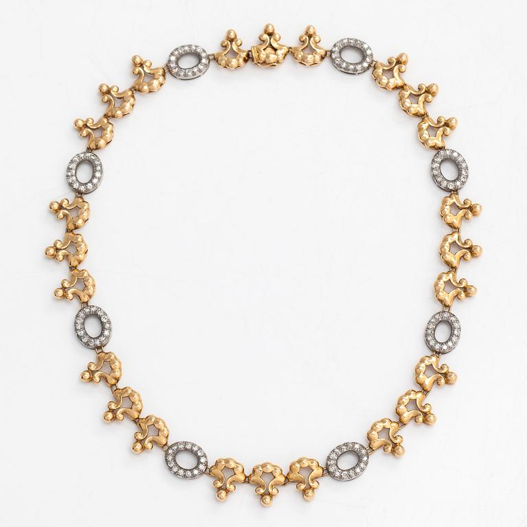 An 18K gold necklace with eight-cut diamonds totaling approximately 1.12 ct. With SJL-certificate.