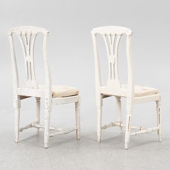 A pair of Gustavian chairs, late 18th century.