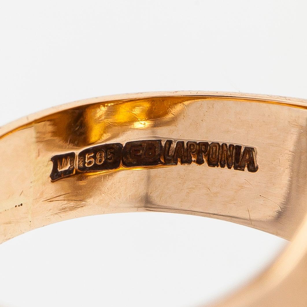 Björn Weckström, a 14K gold and tourmaline ring 'Tourmaline river' for Lapponia 1982.