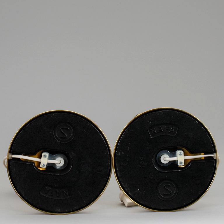 BORDSLAMPOR, ett par, mässing, 1900-talets andra hälft.