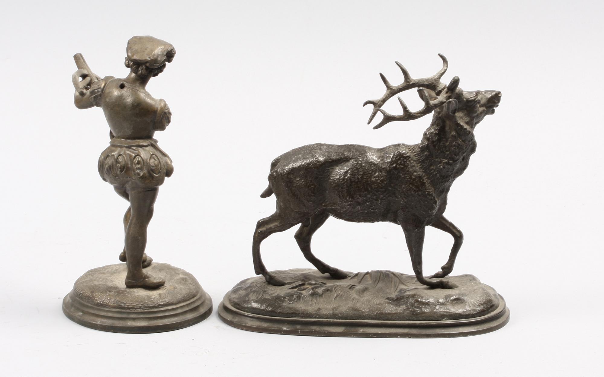 STATYETTER, 2 st, vitmetall, sekelskiftet 1800/1900.