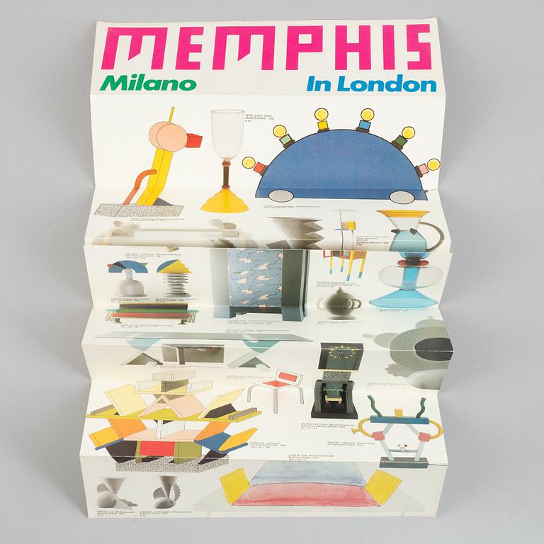 Memphis, slipsar, ett par samt utställningsfolder, 1980-tal.