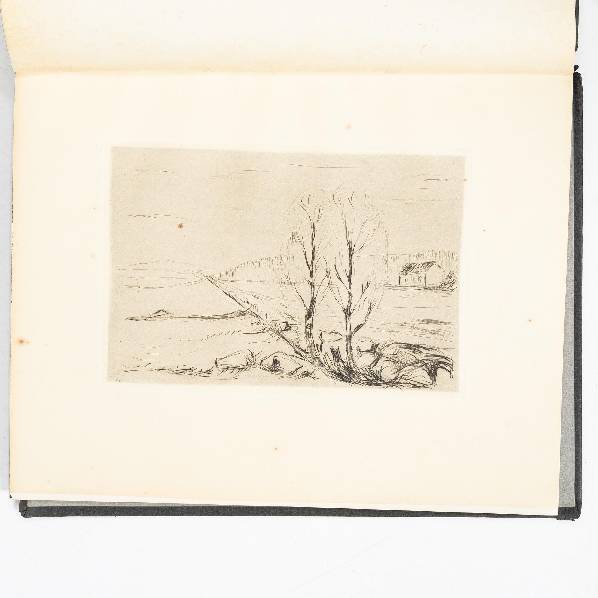 Hermann Struck, "Die Künst des Radieren's" bok med fem originaletsningar av bl a Edvard Munch och Max Liebermann.
