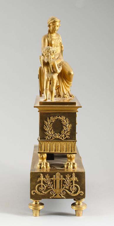 A French Empire early 19th century mantel clock, marked Thiery à Paris.