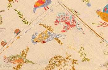 A carpet, embroided flat weave, ca 171 x 131 cm.
