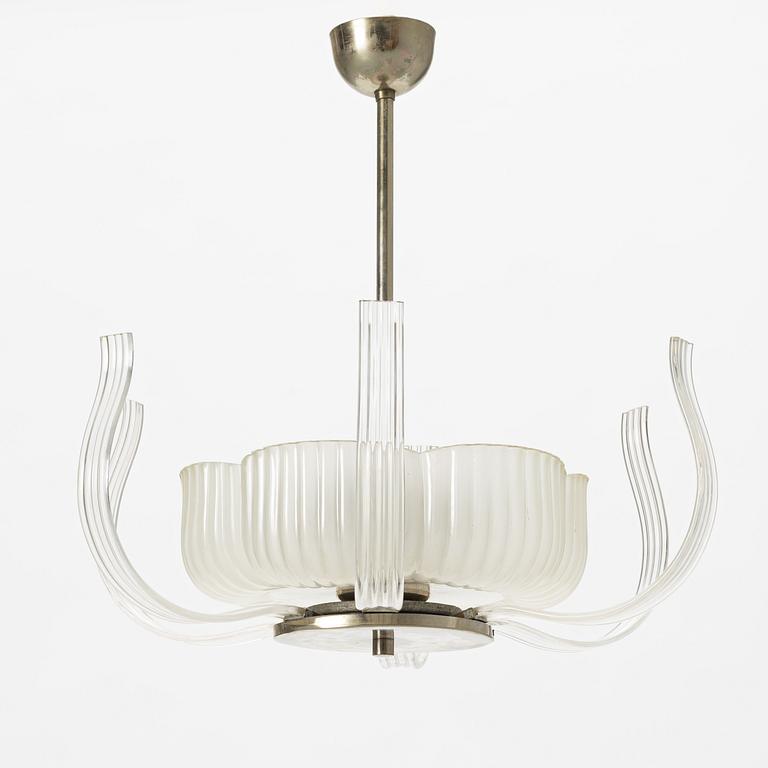 Sven Palmqvist, a ceiling lamp, Orrefors 1940's.