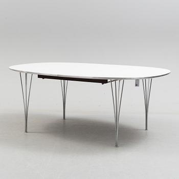 BRUNO MATHSSON & PIET HEIN, "Superellips" dining table with two extension leaves.