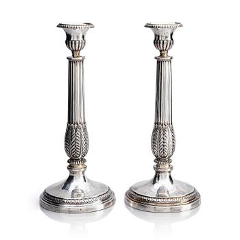 296. Carl Fredrik Westrup, ljusstakar, ett par, silver, Köpenhamn 1827. Empire.