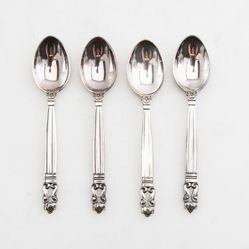 Johan Rohde, skedar 12 st "Konge/Achorn" sterlingsilver för Georg Jensen efter 1945.