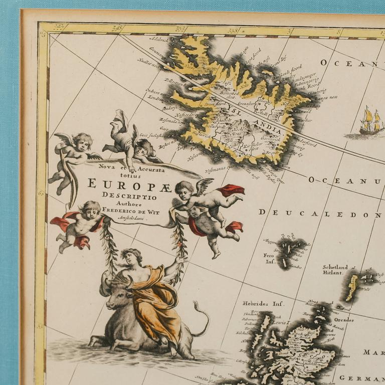 KOPPARSTICK, karta, kolorerad, Frederick de Wit, 1600-/1700-tal.