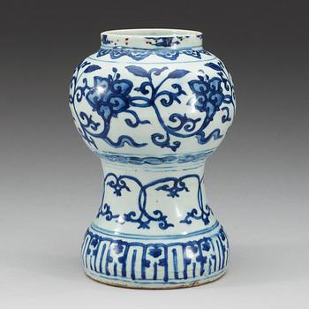 A blue and white vase, Ming dynasty, with Wanli six character mark and of the period (1573-1620).