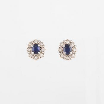 Earrings, one pair, Strömdahl, carmosé, 18K white gold with sapphires and brilliant-cut diamonds.