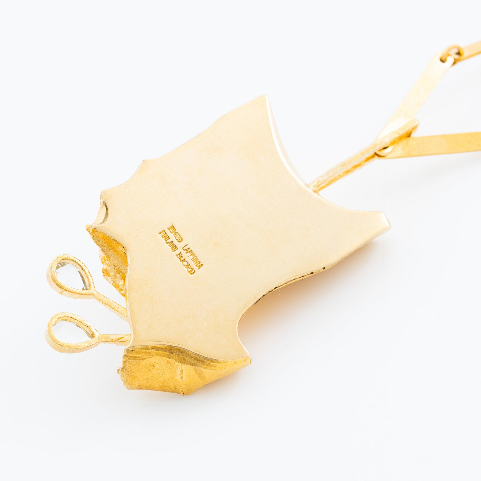 Björn Weckström, a necklace "Inari", 18K gold with faceted rock crystal, Finland. For Lapponia.