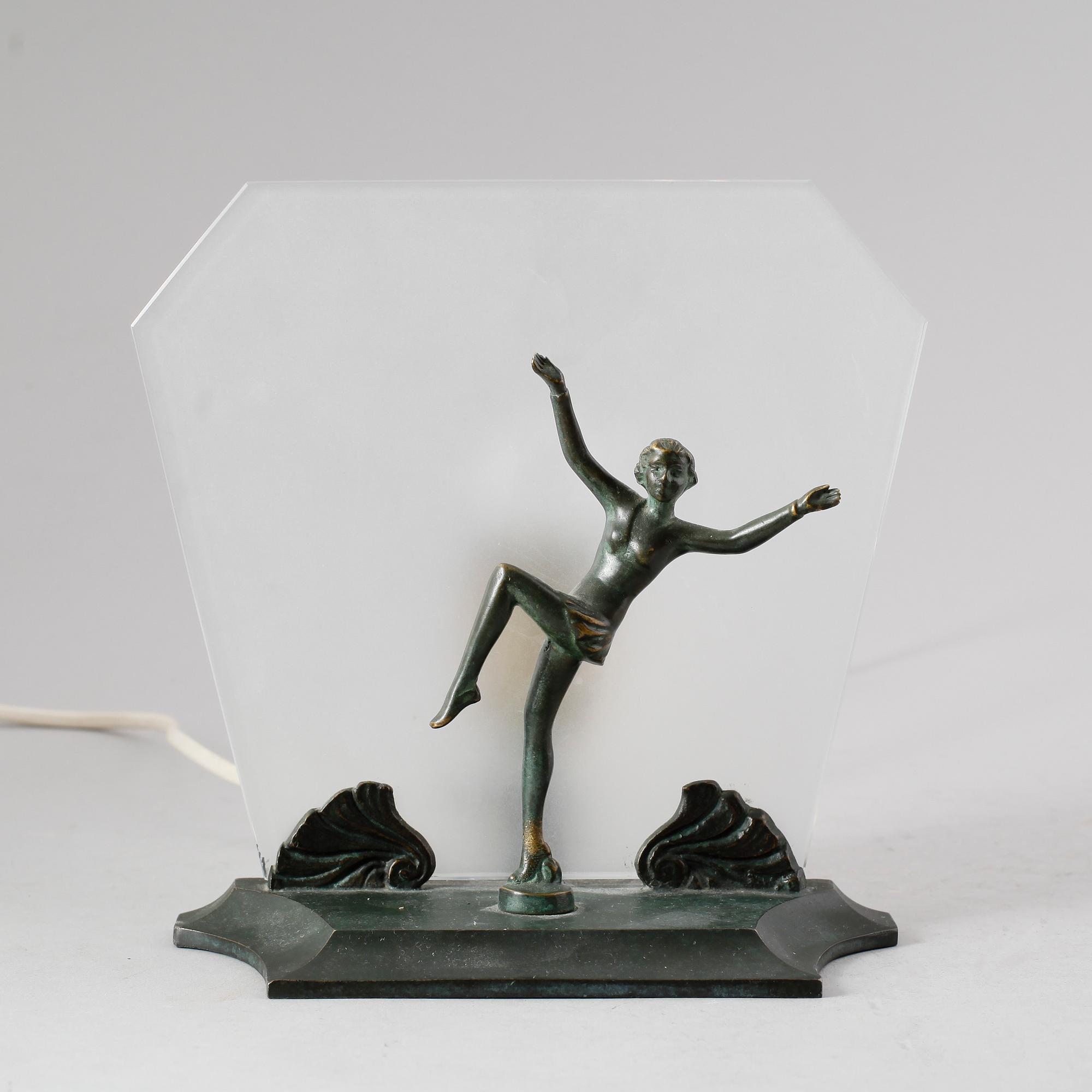 BORDSLAMPA, brons, art déco.