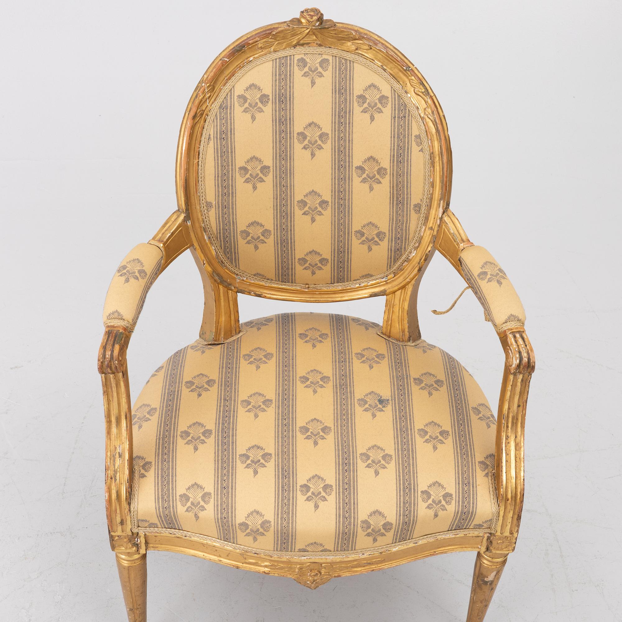 Karmstol, gustaviansk, sent 1700-tal.