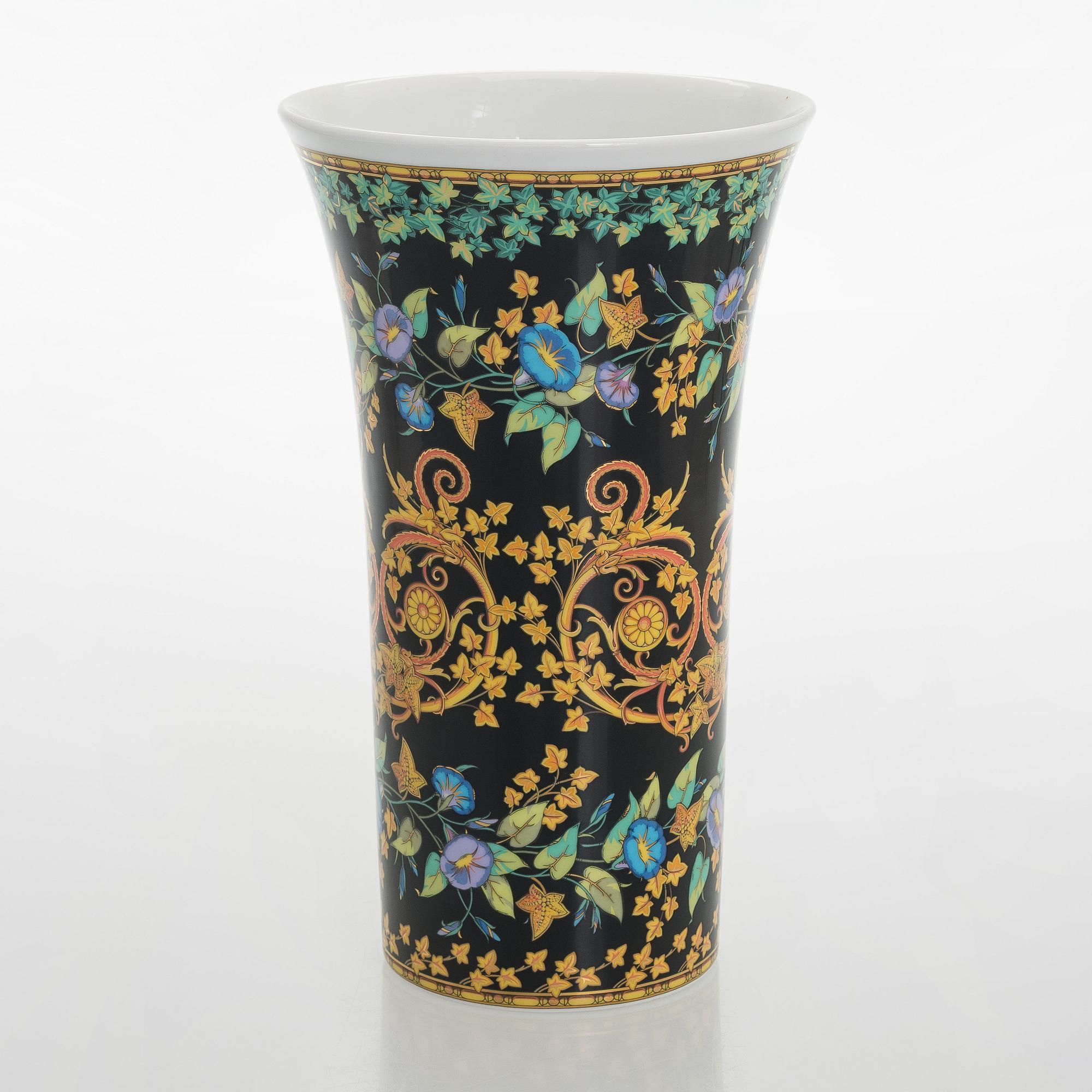 Versace, vas "Gold Ivy", porslin, för Rosenthal Tyskland, 1900-talets slut.