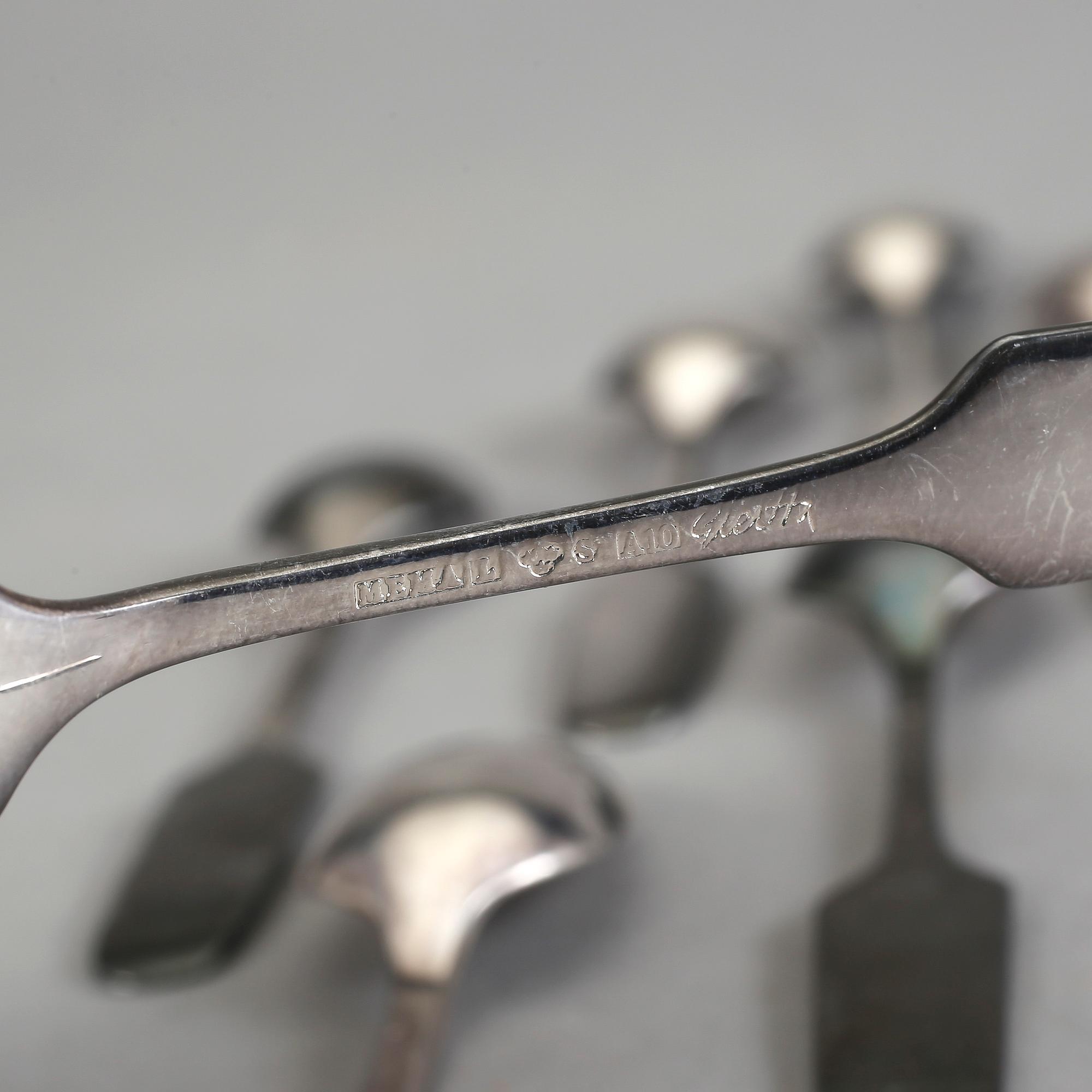 KAFFESKEDAR, 12 st, Claes E Giertta, MEMA, Lidköping 1971 och 1975. Total vikt ca 192 gram.