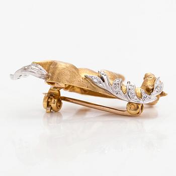 Brosch, häst, 18K guld och diamanter totalt ca 0.08 ct.