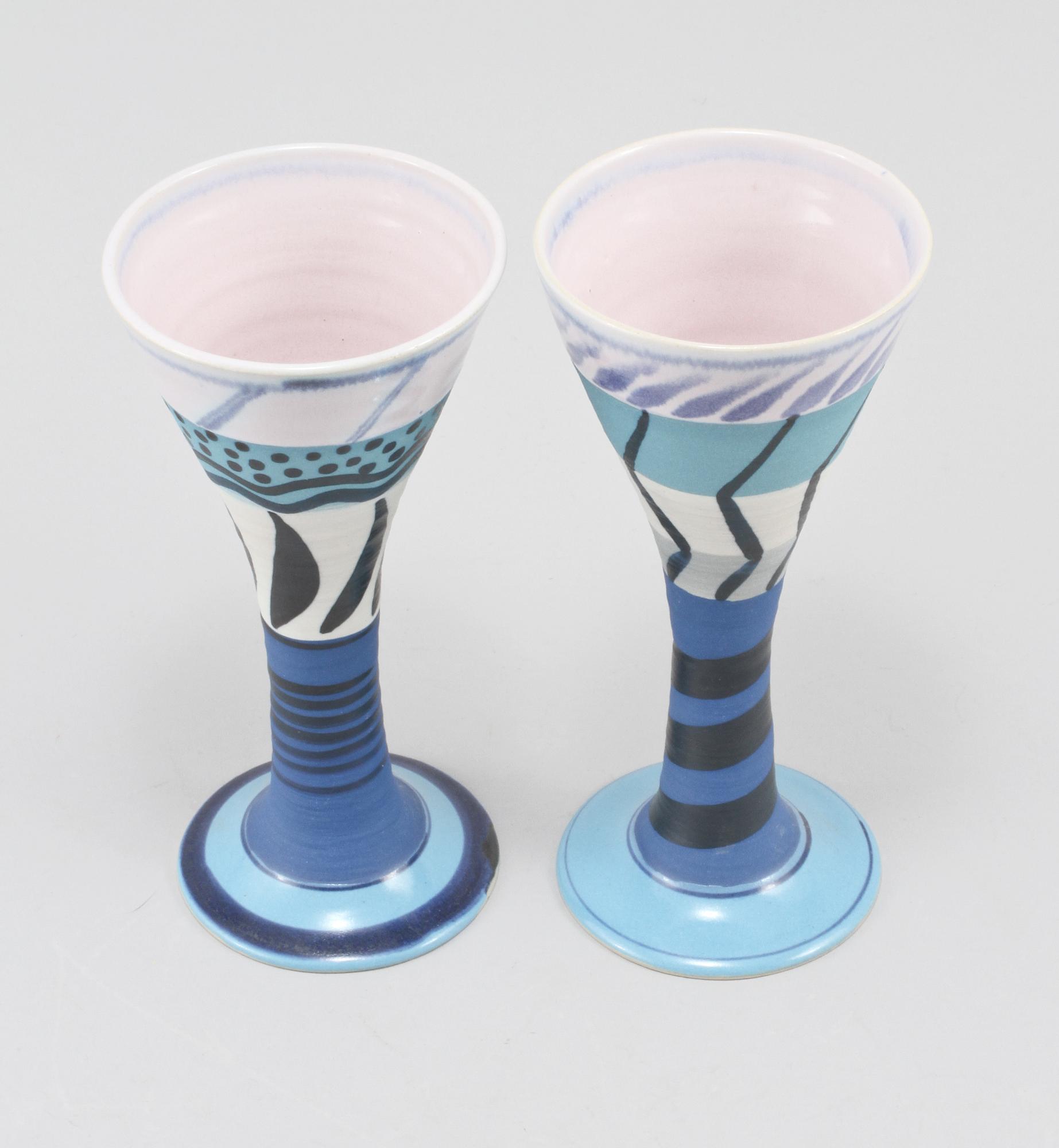 GLAS, 13 st, samt SKÅLAR, ett par, stengods, Herman Fogelin, signerade, 1900-talets slut.