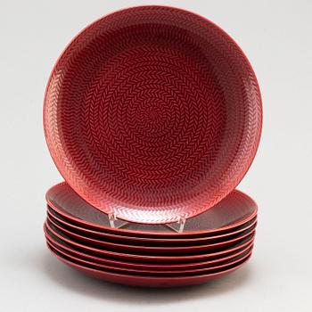 Eight 'Blå eld' plates by Hertha Bengtsson from Rörstrand.