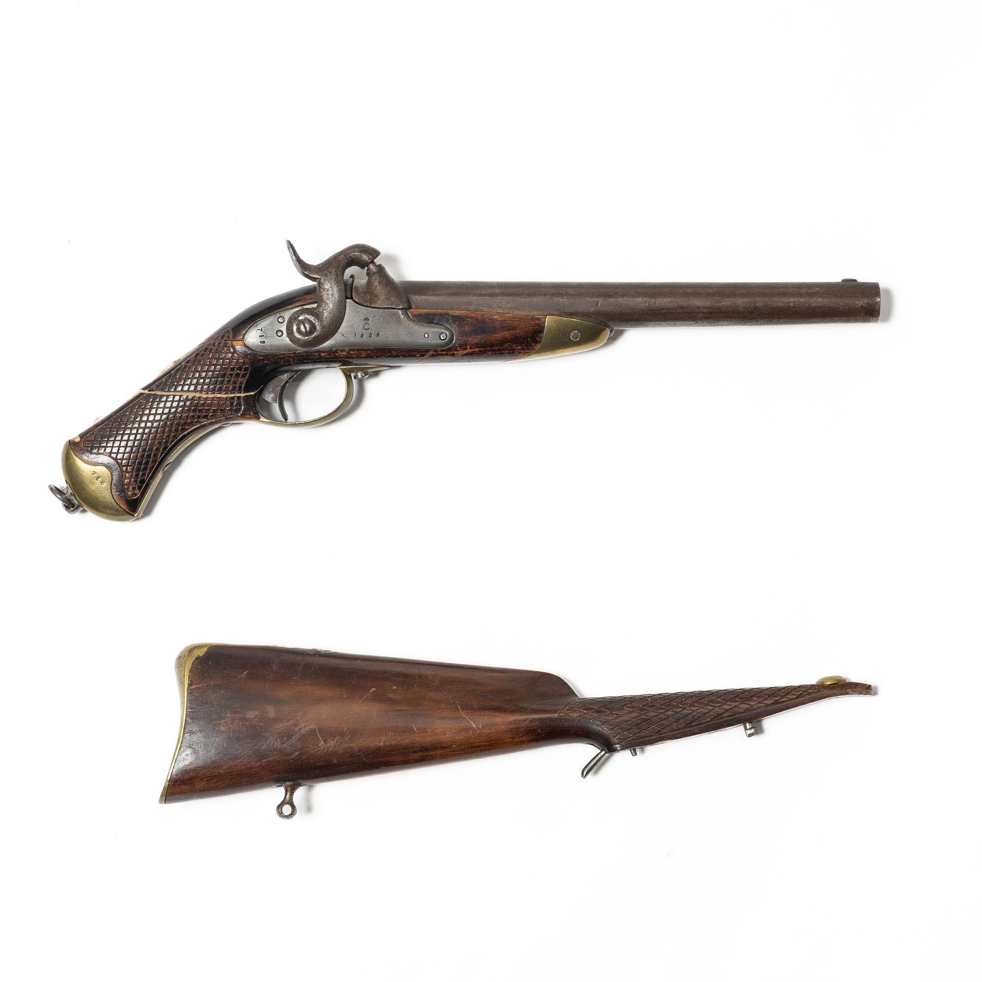 Slaglåspistol, m/1850 flankör, med löskolv.