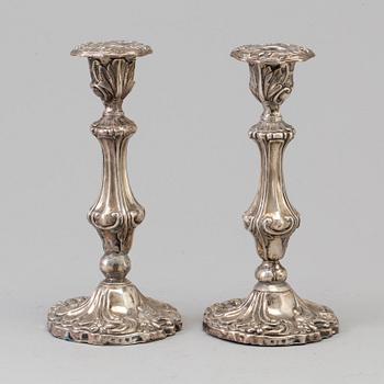 A pair of silver candlesticks probably by Carl Fredrik Hultbom, Stockholm 1848.